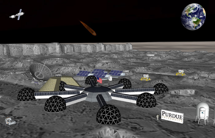 rendering of a space habitat on the moon