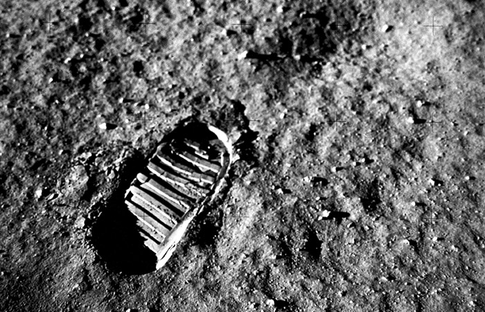 bootprint in the moons surface