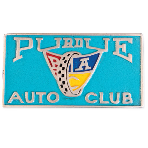 plate with purdue auto club words on it