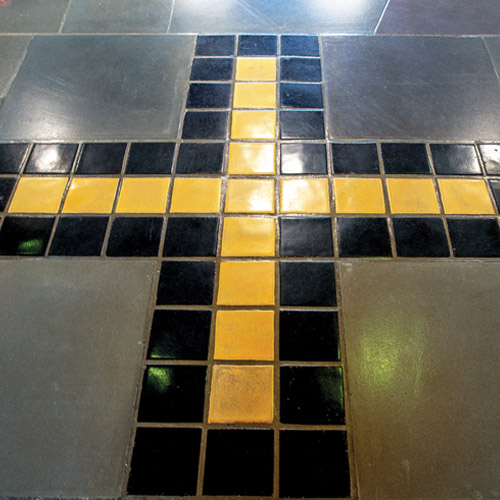 Tiled cross on the floor