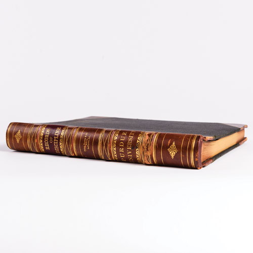 side picture of a leather book