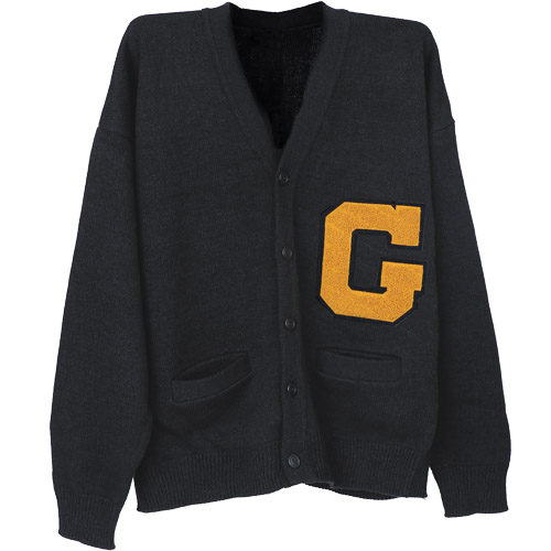 button up sweater with a G