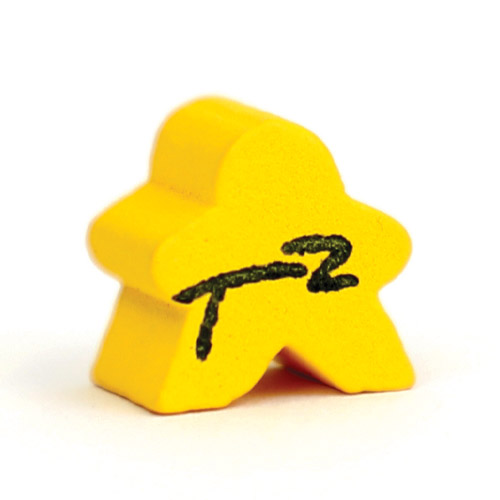 A yellow foam man with a T squared on it