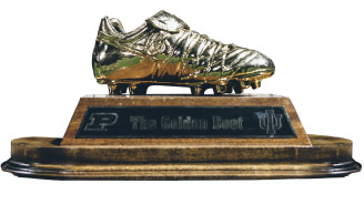 a trophy of a sports cleat