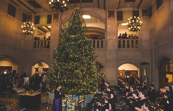 christmas tree in purdue memorial union