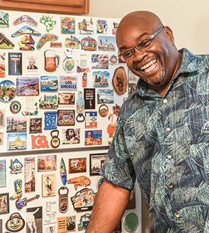 Ronald J. Stevens and his magnet collection