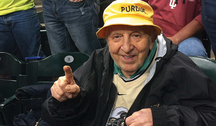 Mickey Kor wearing his Purdue gear