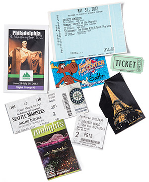 travel tickets and postcards