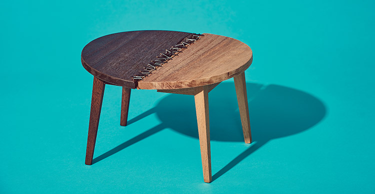 a table made of two different colors of wood