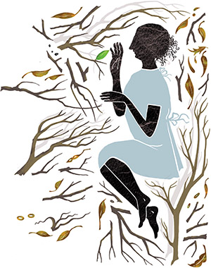 Illustration of woman surrounded by branches