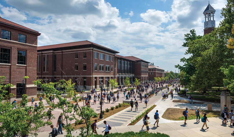 a busy purdue campus filled with students