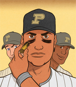 illustration of a baseball player putting on eyeblack