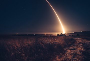 rocket launch at night