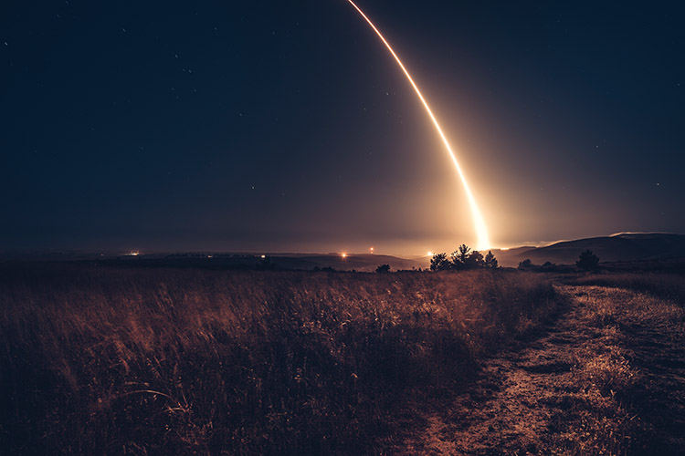 rocket launch at night