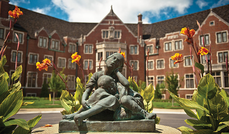 Tired Boy statue in front of Windsor hall